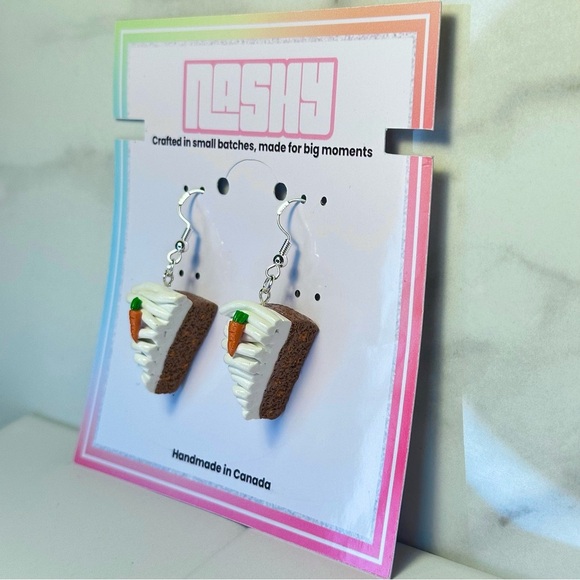 Carrot Cake Slices (Textured) - Handmade Earrings - Picture 1 of 7